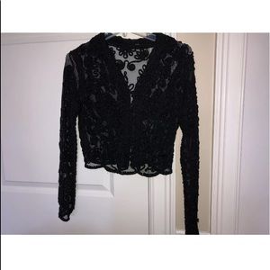 Women’s Black Lace Cardigan With Beaded Accents